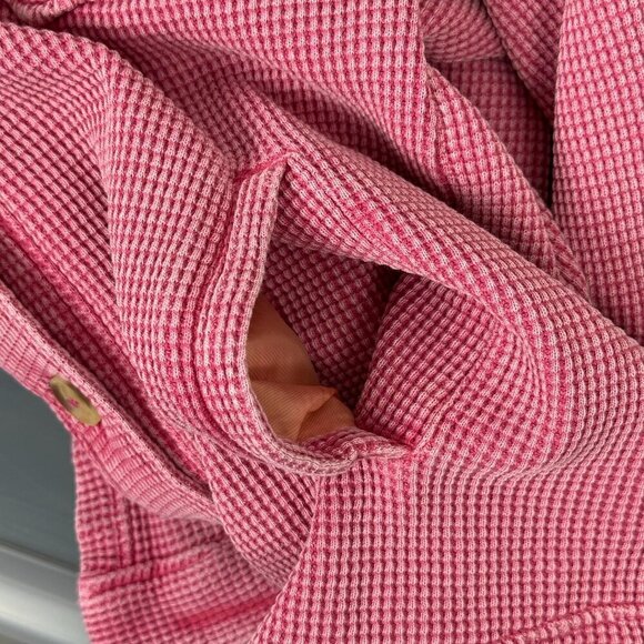 Bagatelle Collection Waffle Knit Shacket Washed Pink - Picture 7 of 10